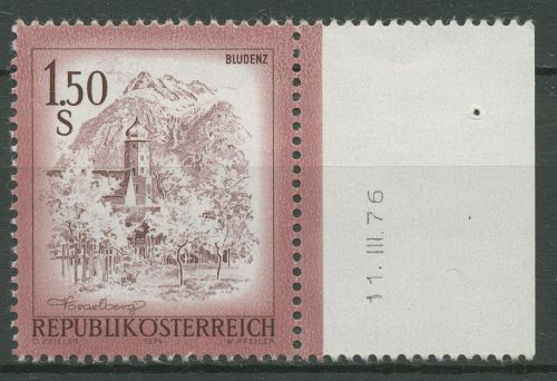 Österreich 1974 Sehenswürdigkeiten 1439 Seitenrand rechts, Druckdatum postfrisch