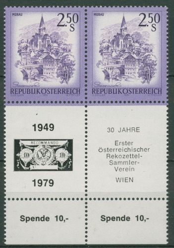 Österreich 1974 Sehenswürdigkeiten 1441 Paar Lf unten mit Zudruck postfrisch