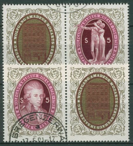 Österreich 1991 Wolfgang Amadeus Mozart 2021/22 Zf Blockeinzelmarken gestempelt