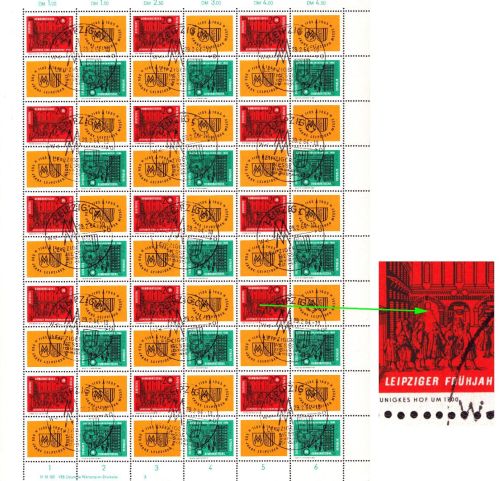 DDR 1964 Leipziger Messe mit Plattenfehler 1012/13 ZD-Bogen DV 3 mit SST