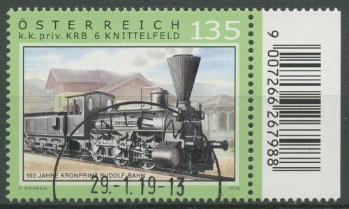 Österreich 2018 Eisenbahnen Kronprinz-Rudolf-Bahn 3435 gestempelt