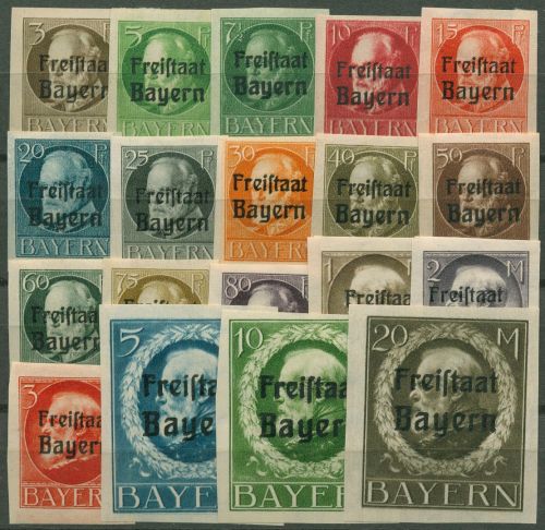 Bayern 1919 König Ludwig III. mit Aufdruck: Freistaat Bayern 152/70 B mit Falz