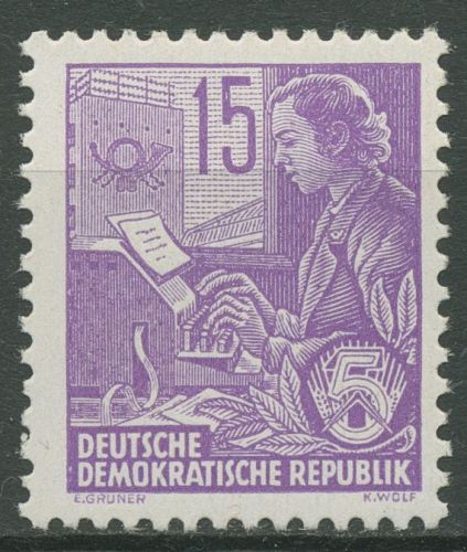 DDR 1953 Fünfjahrplan (II) Frau am Fernschreiber 411 a X I postfrisch