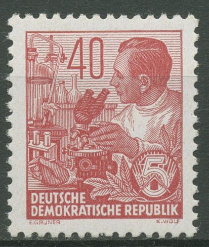 DDR 1953 Fünfjahrplan (II) Chemiker Mikroskop 418 X I postfrisch