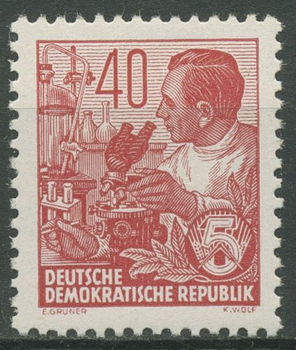 DDR 1953 Fünfjahrplan (II) Chemiker Mikroskop 418 Y I postfrisch