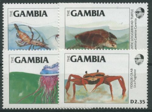 Gambia 1984 Meerestiere Qualle Schildkröte Garnele 544/47 postfrisch