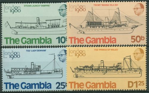 Gambia 1980 Briefmarkenausstellung LONDON Schiffe 406/09 postfrisch