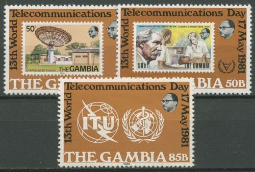 Gambia 1981 Weltfernmeldetag ITU Marke auf Marke 421/23 postfrisch