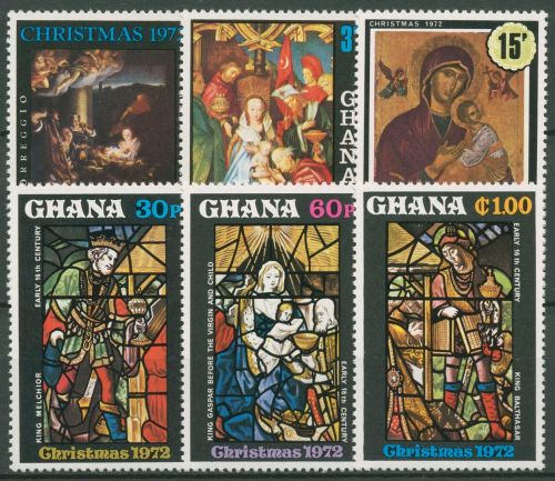 Ghana 1972 Weihnachten Bunte Glasfenster 486/91 A postfrisch