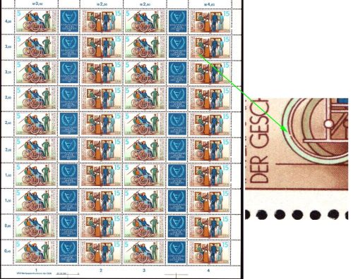 DDR 1981 Jahr der Behinderten mit Plattenfehler 2621/22 ZD-Bogen DV 2 postfrisch