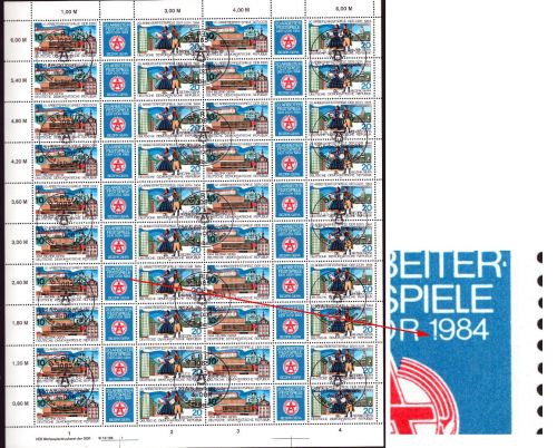 DDR 1984 Arbeiterfestspiele mit Plattenfehler 2880/81 ZD-Bogen DV 1 postfrisch
