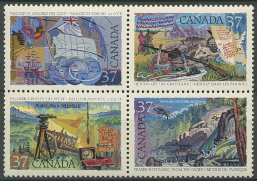 Kanada 1988 Erforschungsgeschichte Kanadas: Vermesser 1079/82 ZD postfrisch