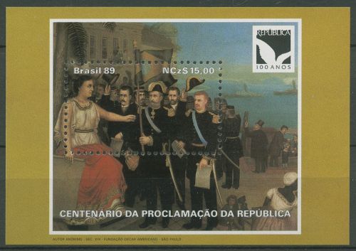 Brasilien 1989 100 Jahre Republik Gemälde Block 81 postfrisch (C67022)