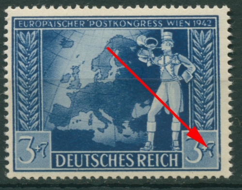 Deutsches Reich 1942 Postkongreß Wien m. Plattenfehler 820 II postfrisch geprüft