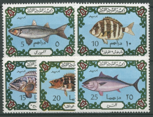 Libyen 1973 Fische Meeräsche Barsch Thunfisch 442/46 a postfrisch