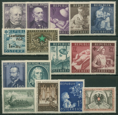 Österreich Jahrgang 1954 komplett postfrisch (G6326)