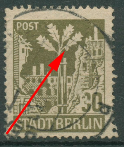 SBZ Berlin & Brandenburg 1945 mit Plattenfehler 7 A a wbz I gestempelt, Mängel
