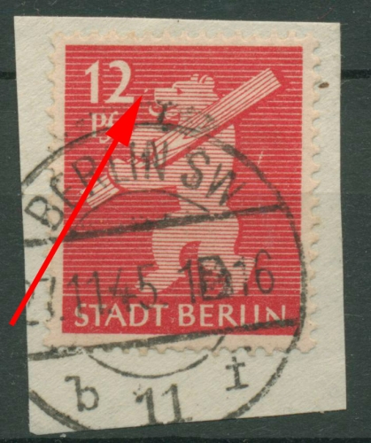SBZ Berlin & Brandenburg 1945 mit Plattenfehler 5 AA ux XII gestempelt