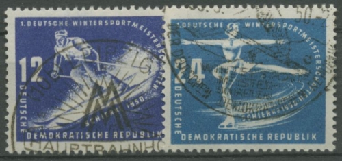 DDR 1950 1. Wintersportmeisterschaften der DDR 246/47 mit Sonderstempel