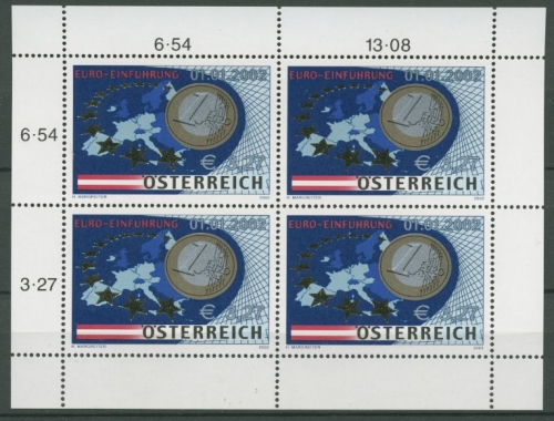 Österreich 2002 EURO-Einführung Kleinbogen 2368 K postfrisch (C14960)