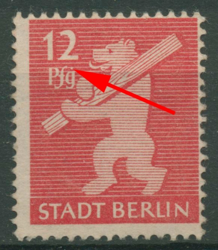 SBZ Berlin & Brandenburg 1945 Freimarke Plattenfehler 5 AA wbz f 83 B mit Falz