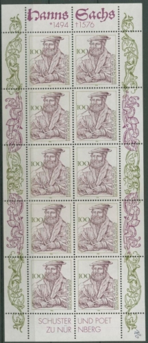 Bund 1994 500. Geburtstag von Hans Sachs Kleinbogen 1763 K postfrisch (C15001)