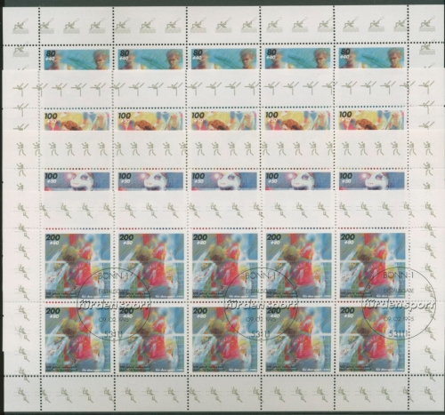 Bund 1995 Sport Kl-bogen 1777/80 K mit Plattenfehler 1779 I gestempelt (C15024)