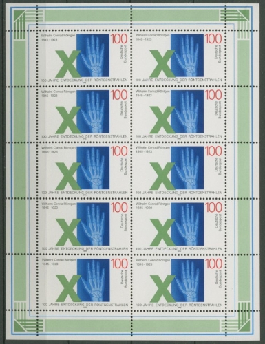 Bund 1995 150. Geb. von Wilhelm C. Röntgen Kleinbogen 1784 K postfrisch (C15032)