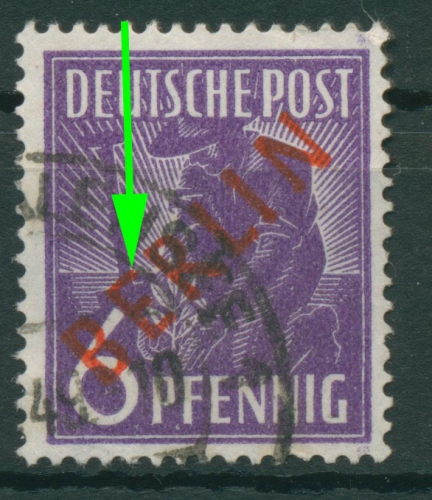 Berlin 1949 Rotaufdruck mit Aufdruckfehler 22 II gestempelt