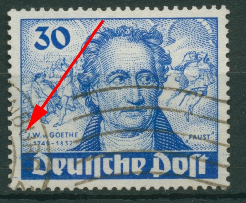 Berlin 1949 Goethe mit Plattenfehler 63 I gestempelt, Kat.-Wert: 120,00