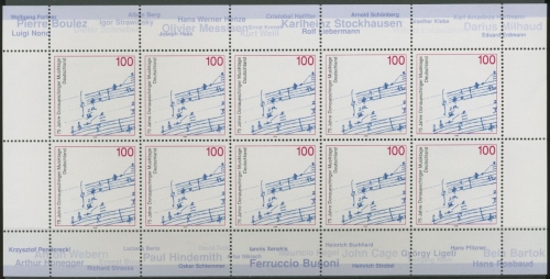 Bund 1996 75 J. Donaueschinger Musiktage Kleinbogen 1890 K postfrisch (C15186)
