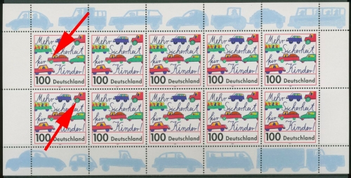 Bund 1997 Verkehrssicherheit mit Plattenfehlern 1897 K postfrisch (C15200)
