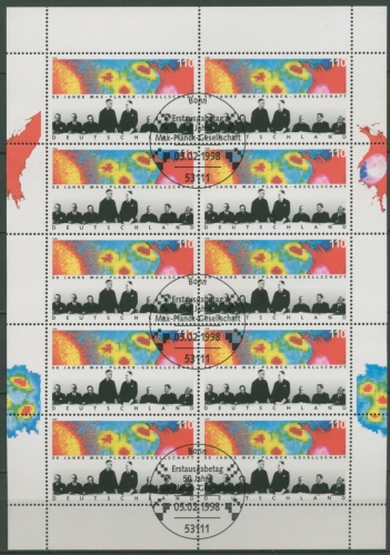 Bund 1998 50 J. Max-Planck-Gesellschaft Kleinbogen 1973 K gestempelt (C15291)