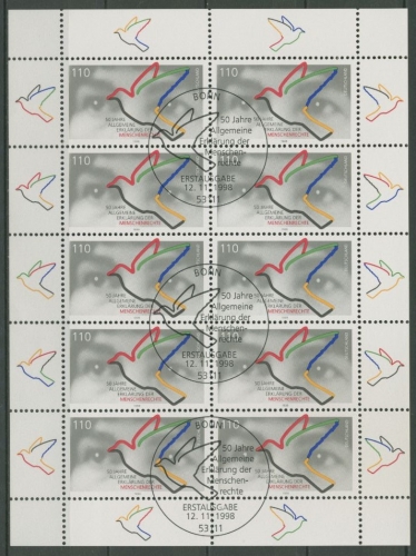 Bund 1998 50 J. Allg. Erklärung der Menschenrechte 2026 K gestempelt (C15351)