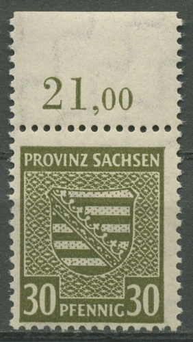 SBZ Provinz Sachsen 1945 Provinzwappen 83 X a Oberrand postfrisch