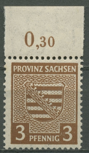 SBZ Provinz Sachsen 1945 Provinzwappen 74 X Oberrand postfrisch