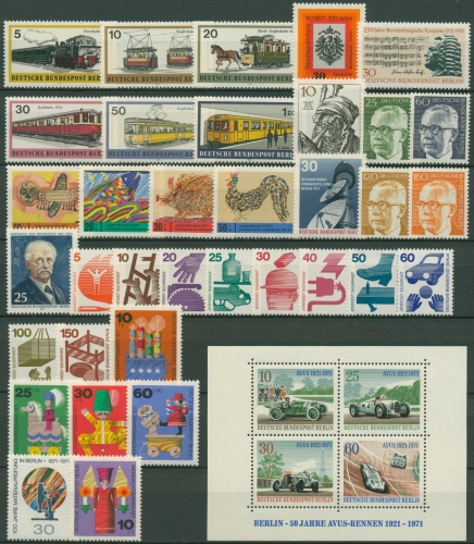 Berlin Jahrgang 1971 komplett (379/417, Block 3) postfrisch (G6472)