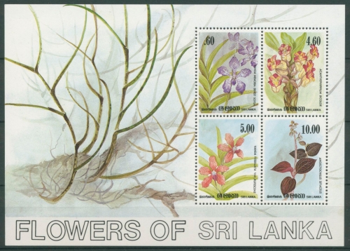 Sri Lanka 1984 Blumen Orchideen Block 26 postfrisch (C24883)