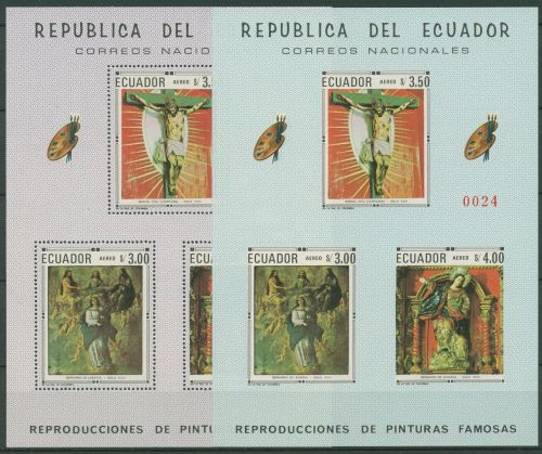 Ecuador 1968 Christliche Gemälde und Skulpturen Block 47/48 postfrisch (C42665)