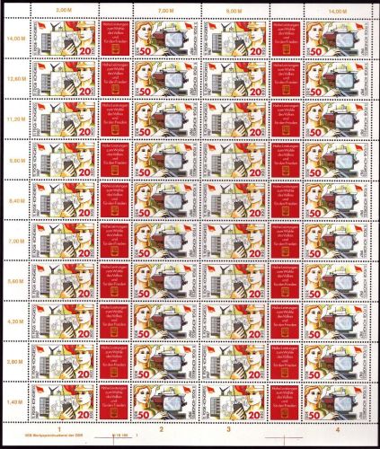 DDR 1987 Gewerkschaftsbund 3086/87 ZD-Bogen DV 1 postfrisch