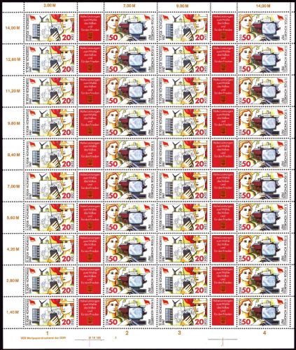 DDR 1987 Gewerkschaftsbund 3086/87 ZD-Bogen DV 2 postfrisch