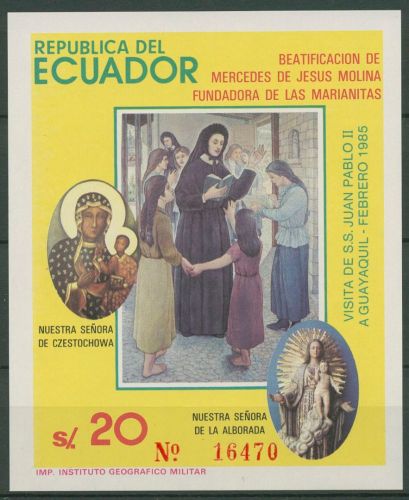 Ecuador 1985 Seligsprechung Mercedes de Jesús Molina Block 114 postfrisch(C42668)
