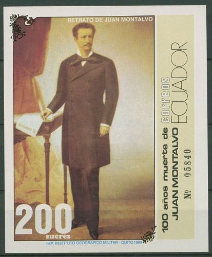 Ecuador 1989 Schriftsteller Juan Montalvo Block 141 postfrisch (C42669)