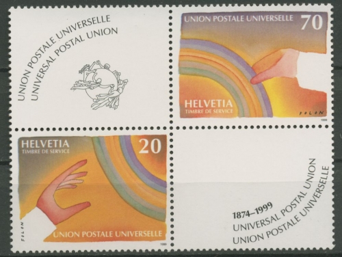 Weltpostverein (UPU) 1999 125 Jahre Weltpostvereins 17/18 ZD postfrisch