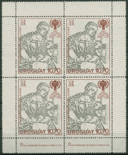 Uruguay 1979 Jahr des Kindes A.Dürer Kleinbogen 1536 K postfrisch (C22554)