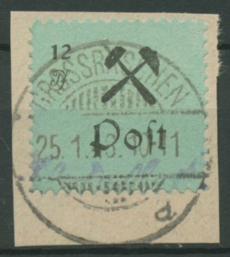 Großräschen 1945 Freimarke 25 IV Briefstück gestempelt