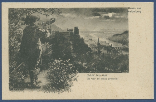 Gruß aus Heidelberg Schloß Neckar Mondscheinkarte, ungebraucht (AK1114)