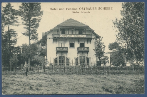 Gasthof und Sommerfrische Ostrauer Scheibe bei Schandau, gelaufen 1911 (AK1138)