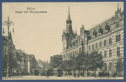 Erfurt Anger mit Hauptpostamt, geschrieben 1914 als Feldpost (AK1184)