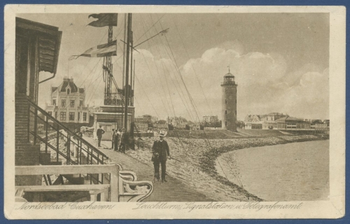 Nordseebad Cuxhaven Leuchtturm Signalstation, gelaufen 1933 (AK1262)